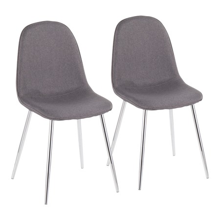 LUMISOURCE Pebble Chair in Chrome and Charcoal Fabric, PK 2 CH-PEBBLE SVCHAR2